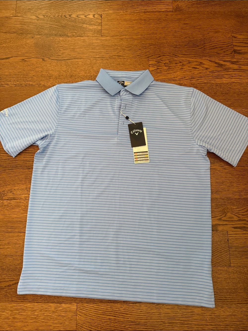 Callaway Light Blue Striped Performance Polo